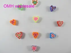 OMH оптовые 100 шт. 5x10x10 мм смесь цветов Jewelry аксессуары DIY цветы в форме сердца глины Бусины zl643