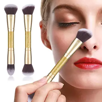 

2Pcs Powder Foundation Facial Makeup Brushes Set Gold Handle Double Head Contour Blush Make Up Brushes Cosmetic Tools