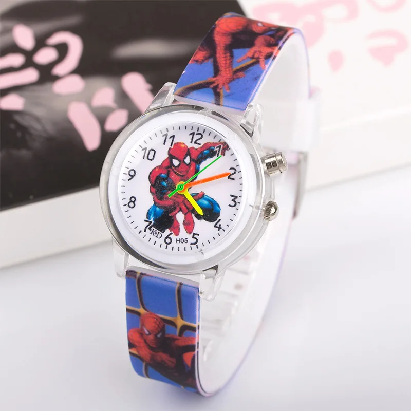 Flash Light Luminous Hero Spiderman Children Watch Good Quality kids watches for boys girls Baby Gift student clock wristwatches - Цвет: light blue