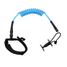 調整可能なボディーサーフボードコイル状手首リーシュ黒スカイブルー 4.33 インチ軽量サーフィンリーシュサーフアクセサリ(China)