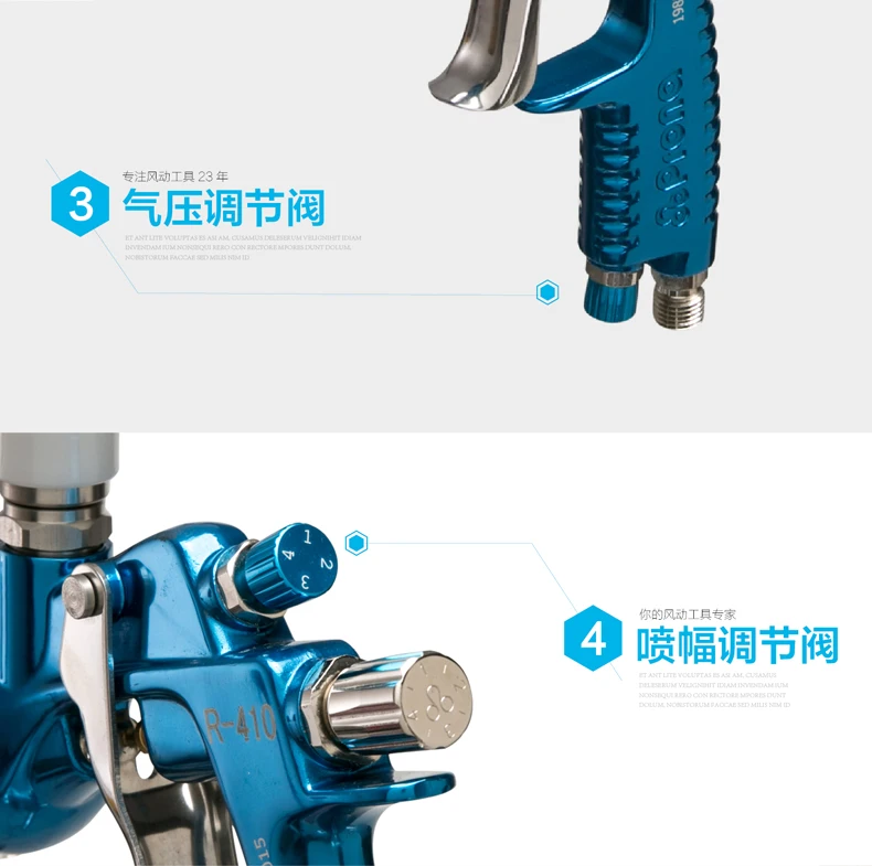 Распылитель Prona с R-410 покрытием, пистолет для покраски воздуха, распылитель для автомобильной мебельной промышленности, пистолет для покраски автомобиля, R410