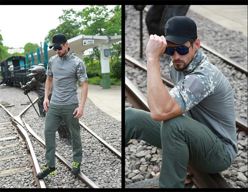 militar camuflagem ao ar livre trekking camisa