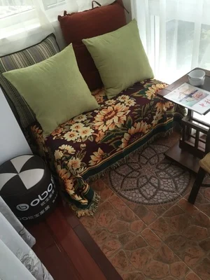Чехол для дивана в американском стиле с текстурой рисунка тропический цветок растение покрывало ковер с одеялом с кисточками Хлопковое одеяло