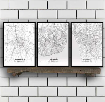

Coimbra Lisbon Porto Portugal Map Poster