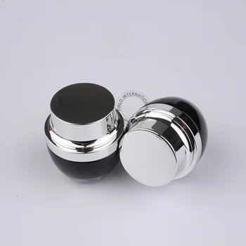 

10pcs/Lot Promotion New 30g Glass Cream Bottle 30ml Black Facial Cream Pot Refillable Can 1 OZ Sliver Cap Cosmetic Packaging