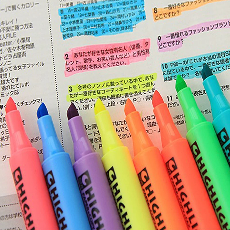 8 Colors Creative Children Scrawl Colorful Pens Highlighter For Paper Copy Fax Diy Drawing Marker Pen 570 Pen Check Counterfeit Money Highlighter Softwarepen Highlighter Aliexpress