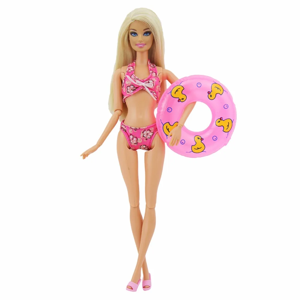 barbie doll swimsuit bikini pink beach aliexpress accessories toy buoy lifebelt swimwear swimming ring clothes