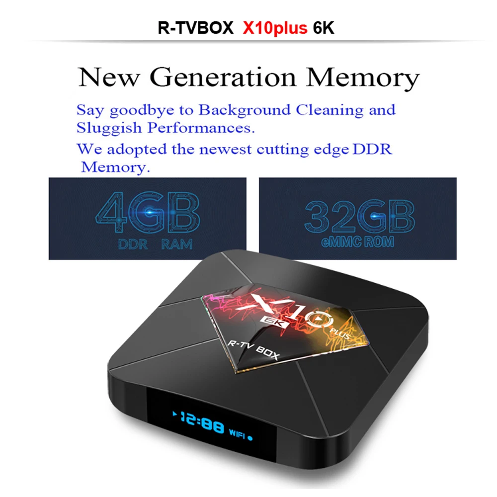 ТВ-приставка R-tv Box X10 Plus Android 9,0 4 ГБ/64 Гб Allwinner H6 4K медиаплеер 6K декодирование изображения 2,4G WiFi H.265 смарт-приставка