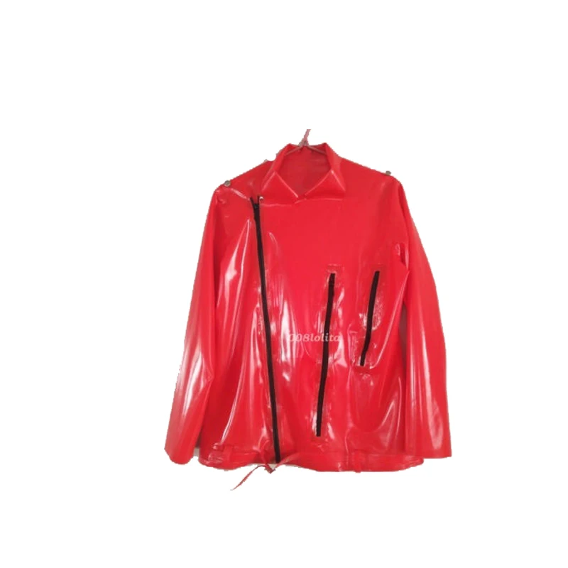 0,4 мм латексная резиновая красивая красная мотоциклетная куртка размер XXS-XXL