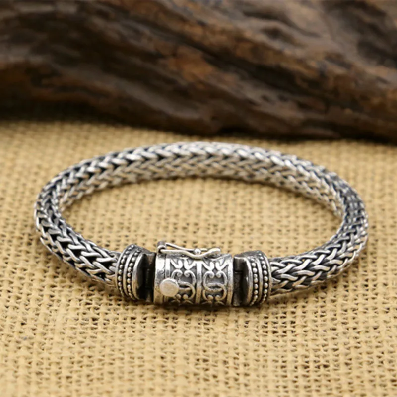 

59G Alibaba Express 925 Sterling Silver Jewelry Bracelets for Women Men Vintage S925 Solid Thai Silver Chain Bracelets