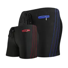 Мужские плавки для улицы, боксеры для взрослых с плоским угловым поясом, шорты с карманами, дышащие пляжные мужские спортивные шорты для плавания