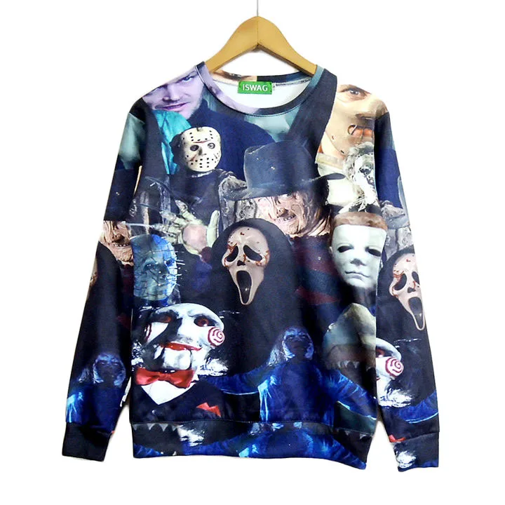 Women Men 3D Cinema Killers Crewneck Sweatshirt Michael