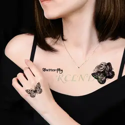 Водостойкая временная татуировка наклейка бабочка Роза письмо временная татуировка Мода флэш-тату запястье ноги рука для девочки женщины