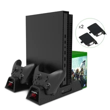 Для Xbox ONE/One S/One X вертикальная подставка для зарядки охлаждающий вентилятор с 2 батареями 600 мАч держатели для CD дисков 3 в 1