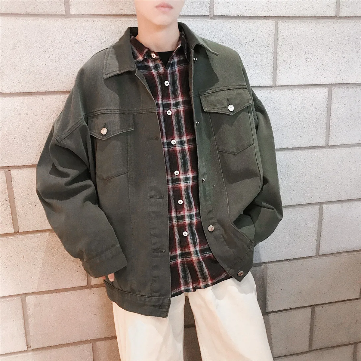 2018 New Men's Denim Streetwear Bomber Slim Fit Jacket Youth High Quality Cowboy Coats Black/red/white/green Windbreaker S-2XL