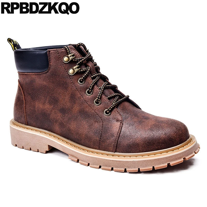 Chuteiras Confortável Yellow Fur Segurança Livre Estilo 2017 Cair brown Booties Topo Masculino brown Alto Ao Moda Tornozelo Amarrar Castanho Lined Plataforma cinza Britânico Calçado Curto Ar RUxrRtSqw