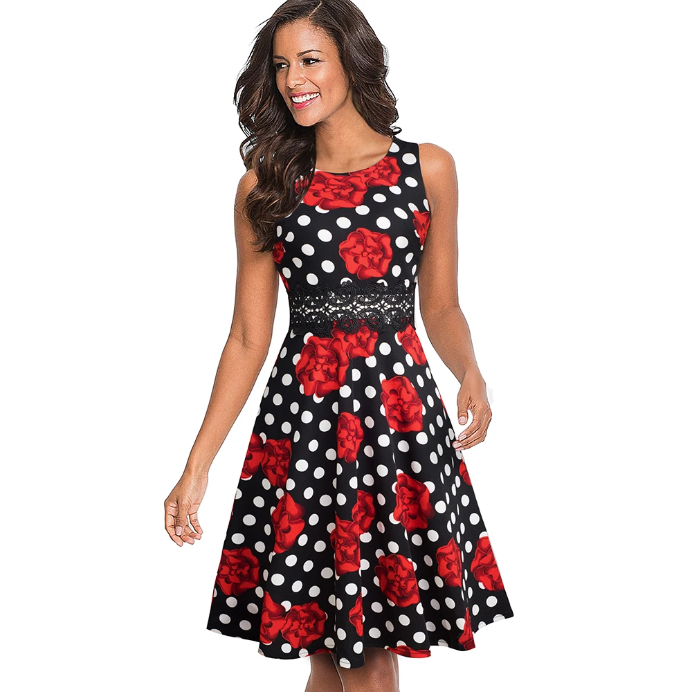 Nice-forever Vintage Elegant Embroidery Floral Lace Patchwork vestidos A-Line Pinup Business Women Party Flare Swing Dress A079 112 Nice-forever Vintage Elegant Embroidery Floral Lace Patchwork vestidos A-Line Pinup Business Women Party Flare Swing Dress A079 112