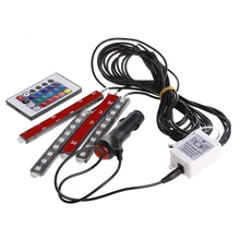 12 V DC 9LED Telecomando Colorato RGB Car Interior Piano Atmosfera Luce di Striscia