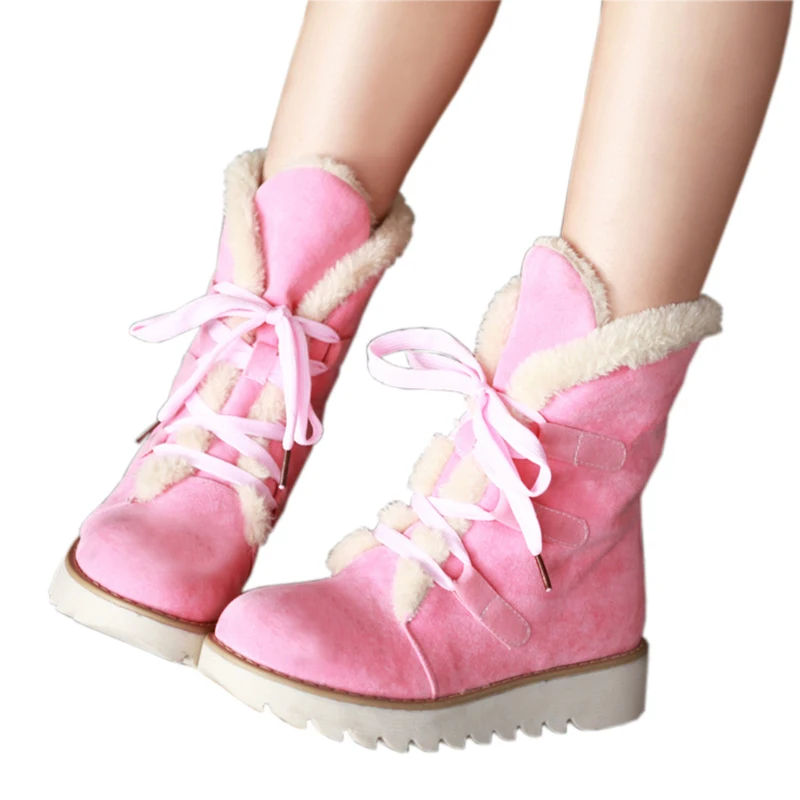 

KARINLUNA 2018 big size 32-43 lace up 5 colors Shoes Women Add Warm Fur Platform winter Shoes woman snow Boots plush