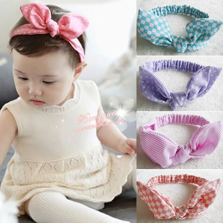 

Bow Headband 2016 Newborn hair bow bebes bandeau turban baby knotted headband Bunny Ear elastic headbands polka dot baby hair