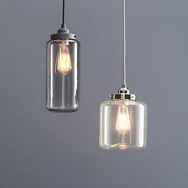 Edison Retro Vintage Lamp Loft Style Industrial Pendant Lighting with 2 Lights and Glass Bottle Shade For Dinning Room