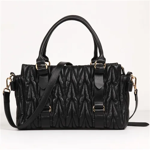 2016 High Quality Genuine Leather women handbags Brand designer women Messenger bags Fashion pleated ladies shoulder bag