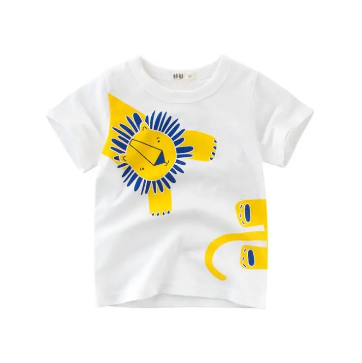 Шорты с рисунком для маленьких мальчиков 2-8 лет Новая летняя футболка для маленьких мальчиков и девочек хлопковая одежда для малышей - Цвет: Белый
