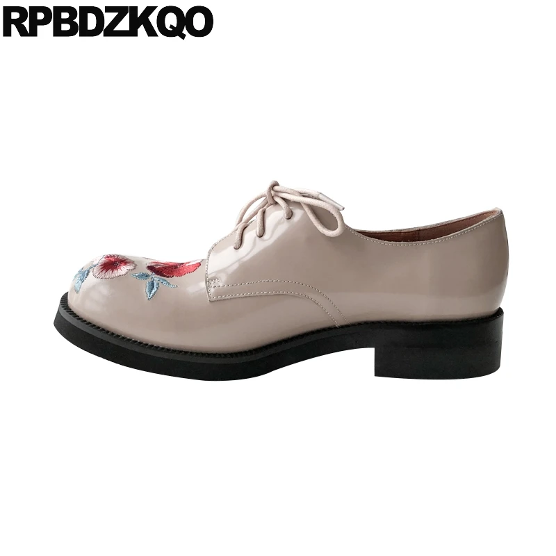 

embroidery floral japanese school flower nude women oxfords wing vintage genuine leather chinese embroidered shoes flats patent