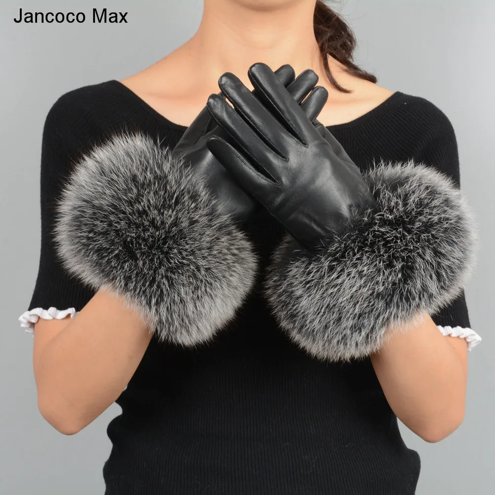 2019 New Arrival Genuine Leather Glove Real Sheepskin & Fox Fur Gloves Women's Fashion Style High Quality S7200