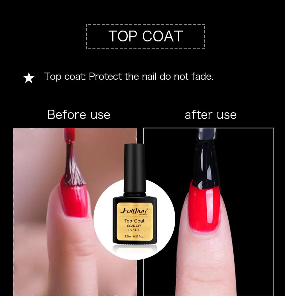 7.5ml Top and Base Coat Gel Nail Polish UV LED Nail Primer Builder Semi-permanent Foundation Soak Off Transparent Varnishes