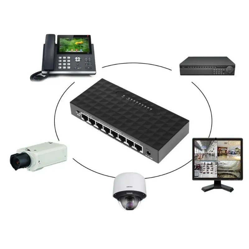 8 Порты и разъёмы 10/100 Мбит/с POE Fast коммутатор для интернет-сети Lan HUB Ethernet интеллектуальный коммутатор для расширения диапазона IPC и AP