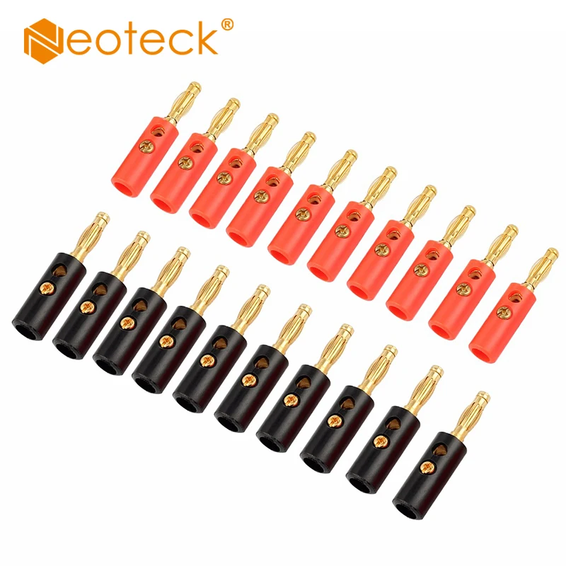 Neoteck 20 шт. черный красный разъем 4 мм позолоченный банан аудио динамик вилки