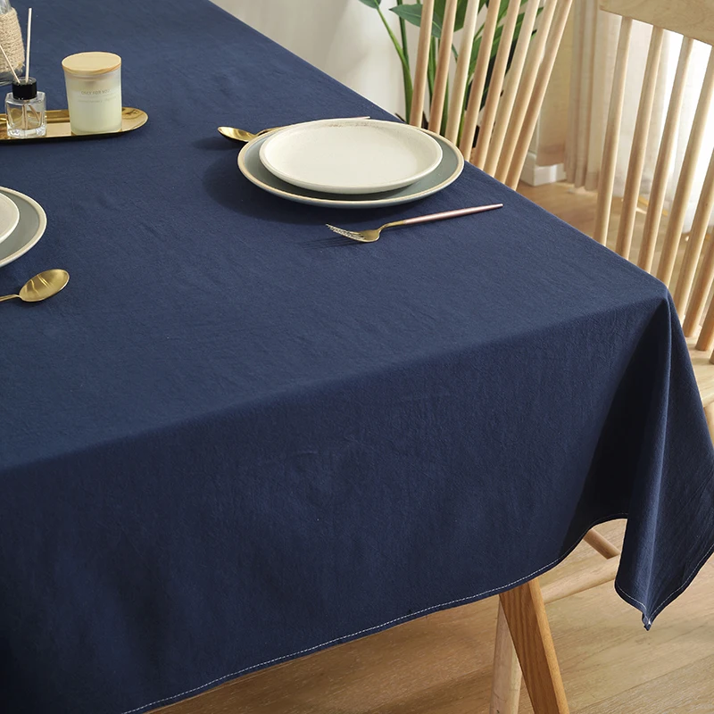Solid Color Cotton Tablecloth Home Kitchen Dining Table Cover Hotel Tablecloth Rectangular Table Cloth Wedding Party Decoration