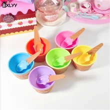 BXLYY Горячая 1 шт. многоразовые милые мороженое чаша и ложка замечательный подарок дети любят Кухня инструменты вечерние украшения свадебные Gifts.7z