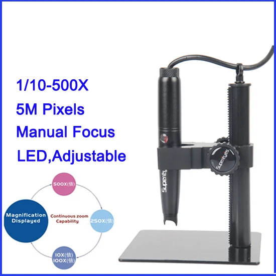 

1PCS B008 500X USB Portable 5.0 MP Digital Microscope Magnifier PCB Inspect