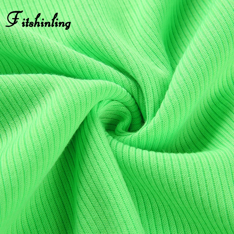 Fitshinling Fashion hot fluorescence t-shirts women tops neon long sleeve slim turtlenecks female t-shirt solid t shirt