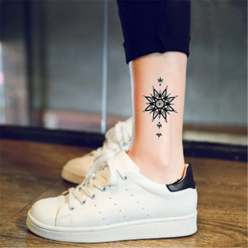 

Brand new fashion waterproof temporary tattoo sticker tatoo tatto men women flash fake henna black lotus tibetan lace SYA110