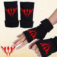 Модные хлопковые перчатки сплошной Цвет пара теплые перчатки Половина Finger Аниме черные перчатки