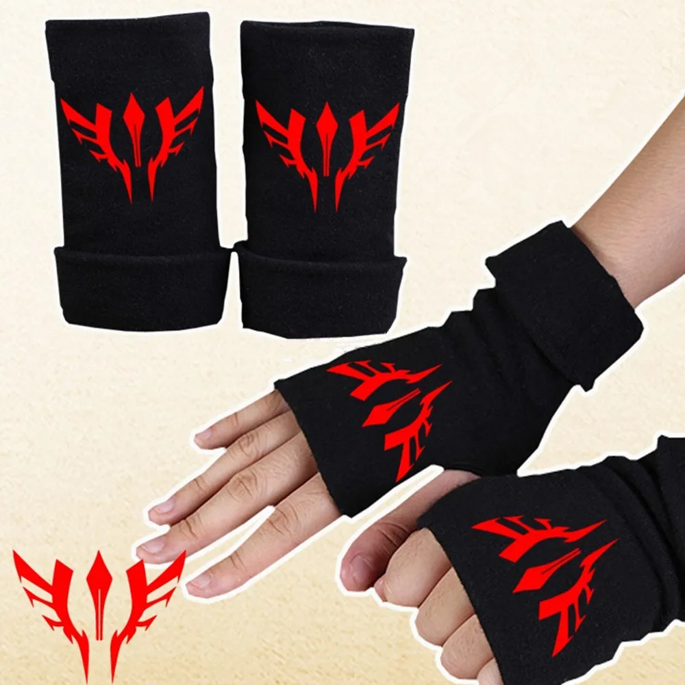 

Fashion Cotton Gloves Solid Color Couple Warm Half Finger Gloves Anime Black Gloves