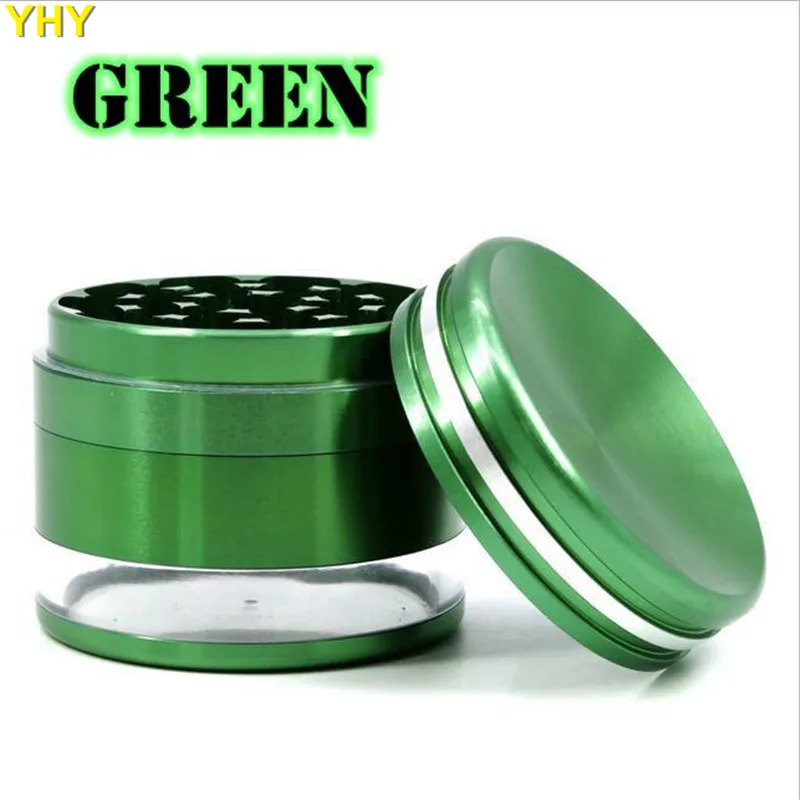 4 Pieces Metal Herb Grinder With Transparent Bottom Cover Concaver Top Cover 63mm Aluminum Alloy Herbal04