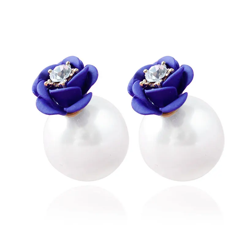 

Korean Jewelry Cermic Rose Stud Earrings Pearl Multicolored Flower CZ Zirconia Crystal Rhinestone Earring Jewelry, Item: E027