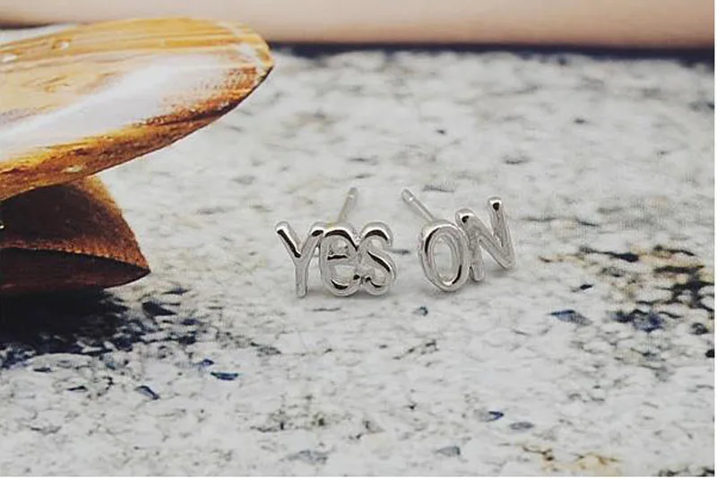 letter silver earrings for women