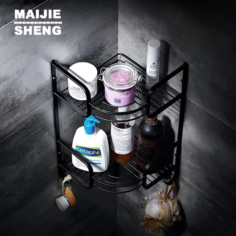 North Europe Brass bathroom shelf showeroom double layer corner shelf