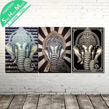 

3 Piece Ganesha God Tradition Modern Wall Art Canvas Painting Posters and Prints Framed Art Painting Picture for Decoration Home