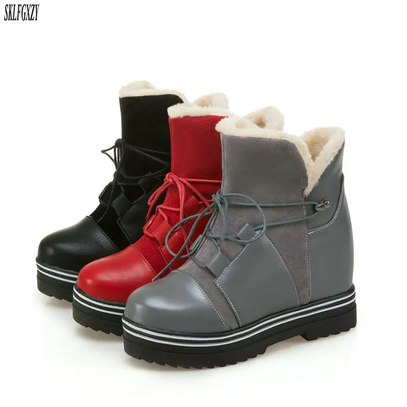 

SKLFCXZY New winter plush thermal snow boots women boots Russian vintage warm women shoes size 34-43