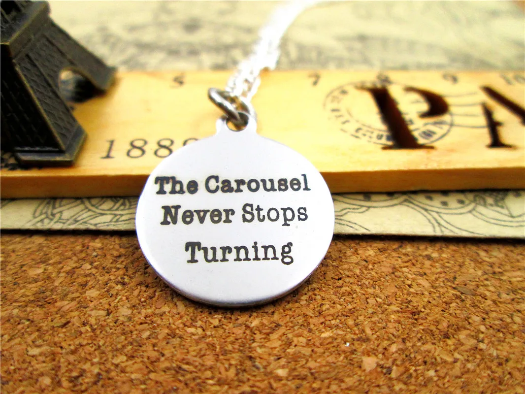 

Fashion stainless steel necklace "the carousel never stops turning" Charms Pendant necklace Jewelry Gift more style for choosing