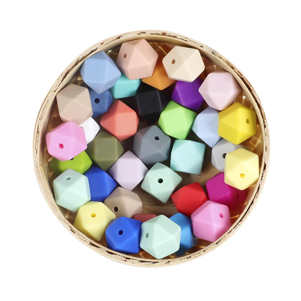 BOBO.BOX Wholesale 100pcs/lot Hexagon Beads Silicone Baby Teether Perle BPA Free DIY Necklace Pacifier Chain Baby Teething Care