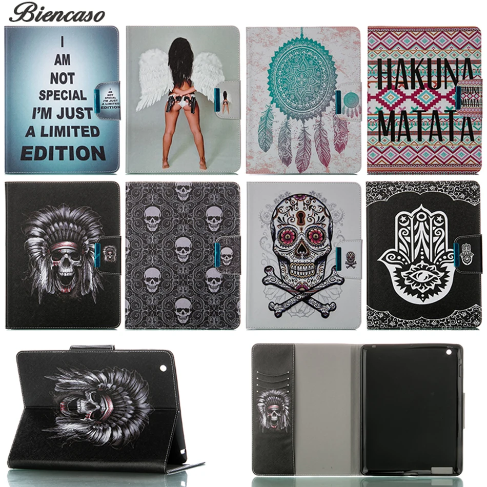 

Skeleton Case for iPad 4 3 2 9.7" inch Magnetic With Stand PU Leather Cover for iPad2 iPad3 iPad4 Skull Coloured Painting Case