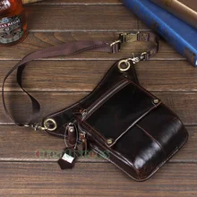 Männer Echte Leder Reise Motorrad Reiten Messenger Schulter Bauchtasche Taille Oberschenkel Drop Beinbeutel