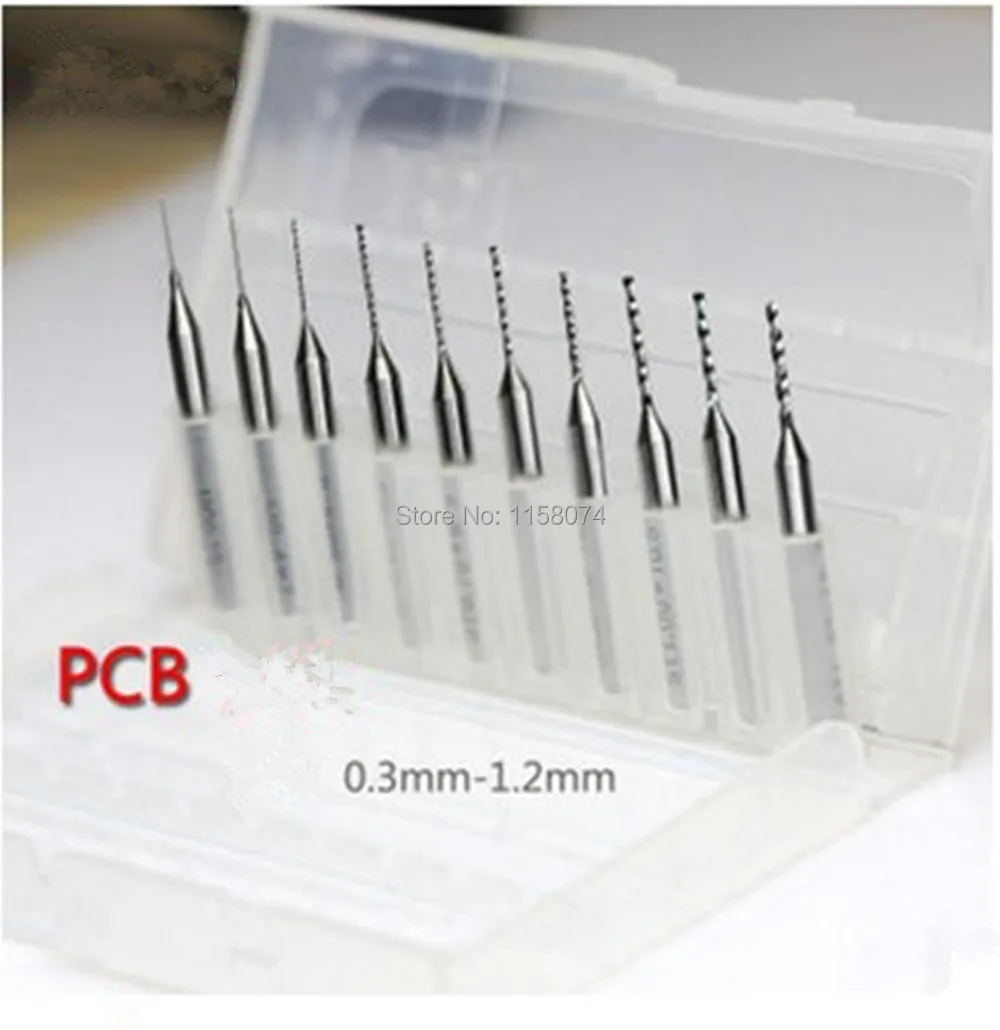 10 X Carbide Micro Drills Bits 0.3-1.2mm Pcb Cnc Jewelry Rotary Tool For Pc Boards Plastics Fiberglass Wood Soft Metals Cutter |